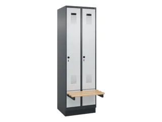 locker met bank,HxBxD 1950x600x815mm,2vak,vak B 300mm,draaigrendel - 2