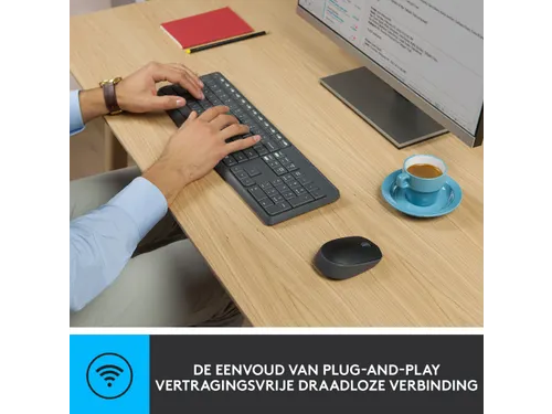 Logitech MK235 toetsenbord Inclusief muis USB QWERTZ Duits Grijs
