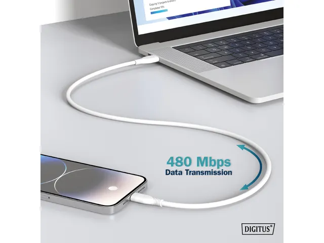 USB-C siliconen oplaadkabel USB-A USB-C 2m USB 2.0 60W wit
