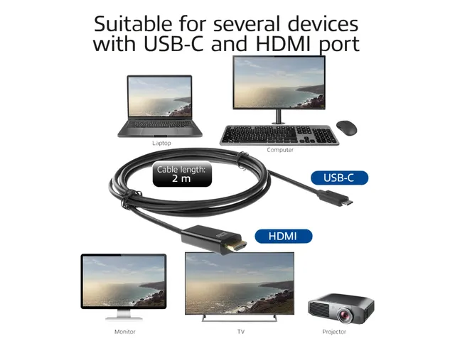 Kabel ACT USB-C naar HDMI 60Hz 2 meter
