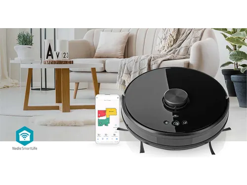 Robotstofzuiger Nedis wifi laser 3-in-1 zwart