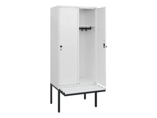 locker met bank,HxBxD 1950x800x815mm,2vak,vak B 400mm,draaigrendel