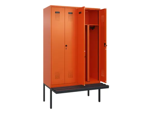 PBM-locker met bank,HxBxD 2120x1200x815mm,4vak,vak B 300mm