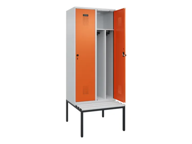 locker met bank,voor scheiding van kleding,HxBxD 2120x800x815mm,2vak