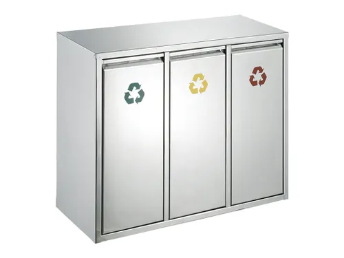 Recycling Afvalbak 3x 8 Liter Mat Rvs