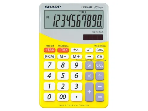 Calculator Sharp-ELM332BYL geel-wit desktop