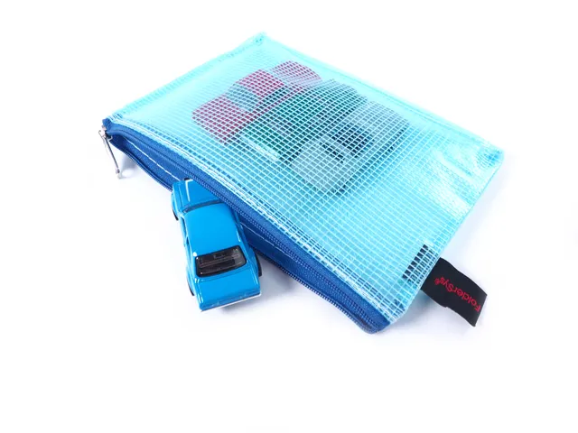 Trousse avec fermeture éclair Foldersys A6 PVC bleu transparent