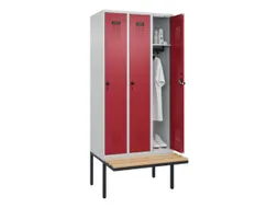 locker met bank,HxBxD 2120x900x815mm,3vak,vak B 300mm,draaigrendel