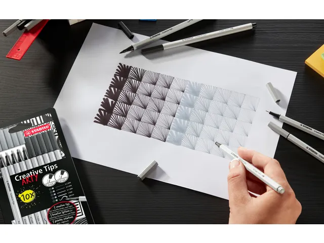 Feutre Creative Tips STABILO Arty pointes assorties noir blister 5 pi