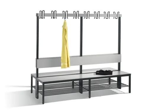 omkleedbank,HxLxD 1710x2000x760mm,HPL zilvergrijs,frame staal RAL7021