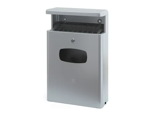 Buitenafvalbak Met Afdak Grijs 16 Liter Aluminium