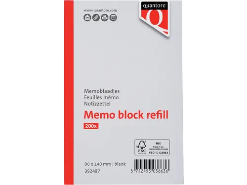 Memoblaadjes Quantore losbladig wit 140x90x20mm 200vel