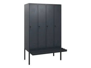 locker met bank,HxBxD 1950x1200x815mm,4vak,vak B 300mm,draaigrendel - 1