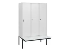 locker met bank,HxBxD 1950x1200x815mm,3vak,vak B 400mm,draaigrendel