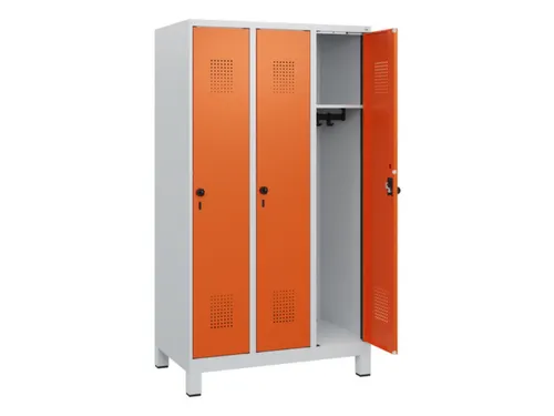 schoollocker,HxBxD 1630x900x500mm,3vak,vak B 300mm,draaigrendel,voeten