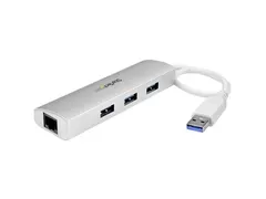 3-Poorts Draagbare USB 3.0 Hub plus GbE