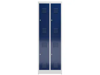 Dubbeldekse garderobekast 1800x590x500mm 2x2vak klink RAL7035 RAL5010 - 2