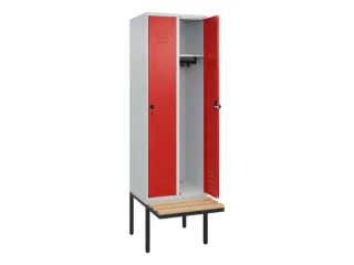 locker met bank,HxBxD 2120x600x815mm,2vak,vak B 300mm,draaigrendel - 2