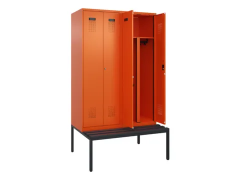 PBM-locker met bank,HxBxD 2120x1200x815mm,4vak,vak B 300mm