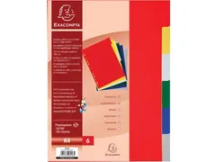 tabbladen A4 PP 12/100e 6-delig assorti 15-gaats