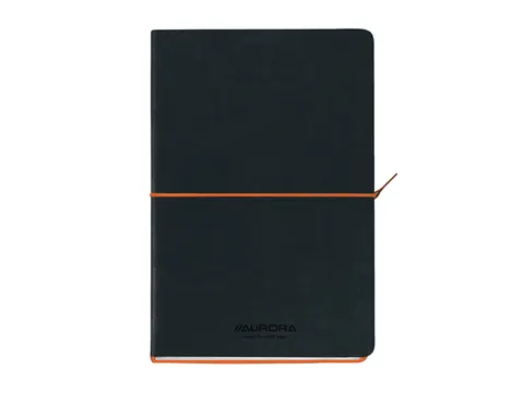 Notitieboek Aurora Tesoro A5 192blz lijn 80gr zwart oranje