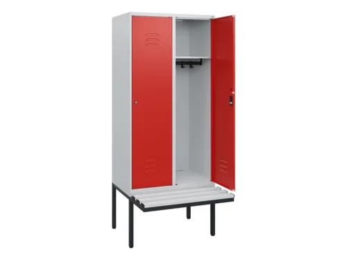 locker met bank,HxBxD 1950x800x815mm,2vak,vak B 400mm,cil.-slot