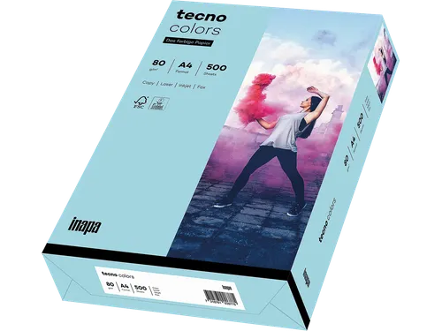 Inapa Tecno colors Gekleurd papier A4 Midden blauw 80 gram 500vel