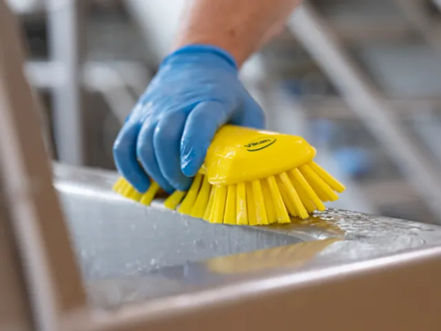 Vikan Hygiene extra grote handborstel extra harde vezels 230mm Geel