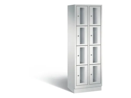 Lockerkast 1800x610x500mm 2x4 vakken Cilinderslot, Sokkel, RAL7035