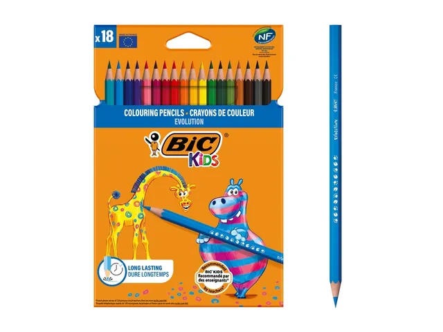 Crayon de couleur BIC Kids Evolution ECOlutions blister 18 couleurs