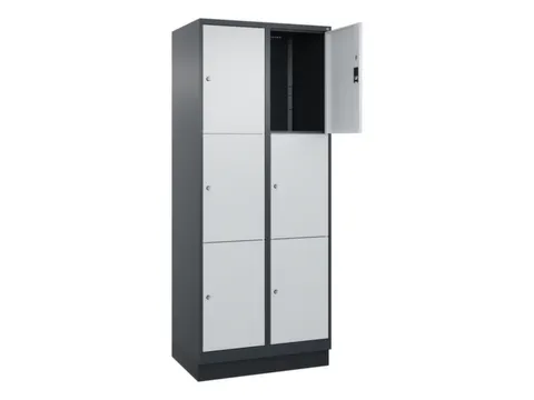 lockerkast,HxBxD 1950x800x500mm,2x3vakken,vak B 400mm,cil.-slot,sokkel