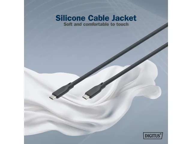 USB siliconen aansluitkabel USB-C USB-C 0,5m USB 3.2 Gen2 10G 4K 100W