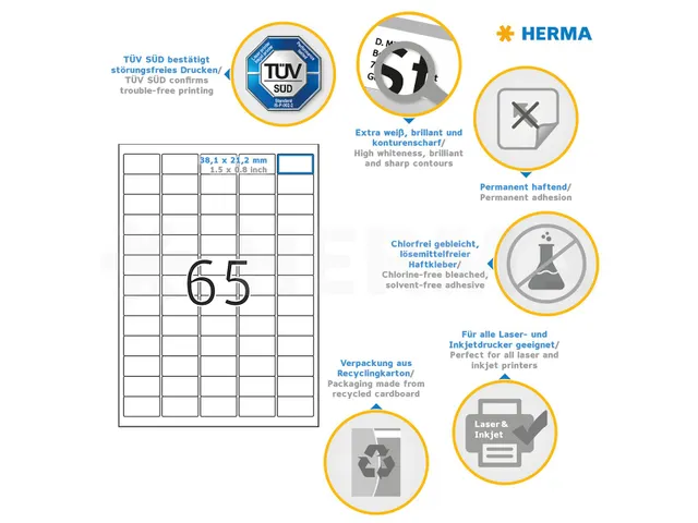 HERMA 4254 Premium Adresetiketten A4 38,1x21,2mm Wit 6500 stuks