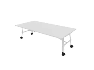 klaptafel,HxBxD 750x2400x1200mm,hoekig,4voeten wit,ovale buis,blad wit - 1