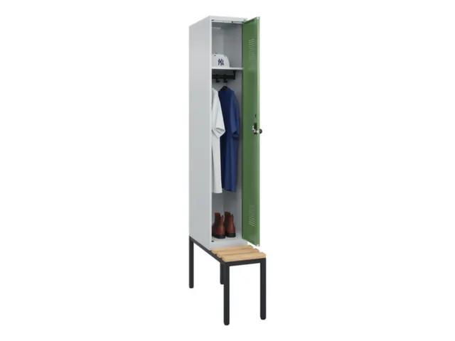 locker met bank,HxBxD 2120x300x815mm,1vak,vak B 300mm,draaigrendel