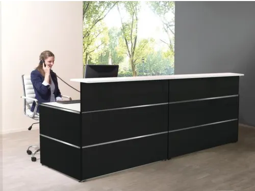 Balie Aanbouwelement 1350x1015mm Recht Front Antraciet Bladen Wit