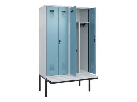 PBM-locker met bank,HxBxD 2120x1200x815mm,4vak,vak B 300mm