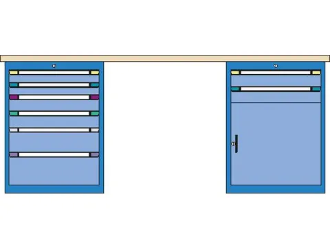 werkbank,HxBxD 840x2500x700mm,multiplexblad,RAL7035,front RAL7035