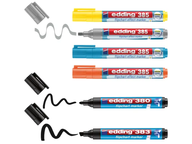 Edding 385 Flipchart effect marker Assorti + 380 en 383 6 stuks