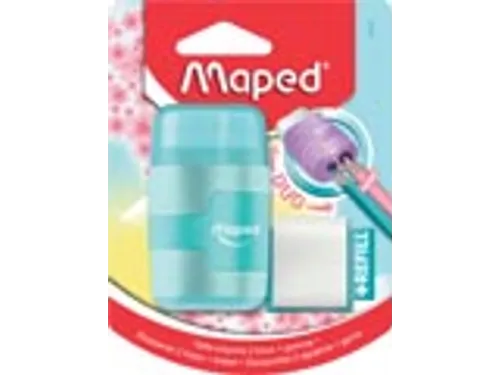 potloodslijper + gom Connect Soft Touch assorti pastelkleuren, op blis