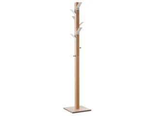 Staande Kapstok 6Jas-/2Tashaken Hout/polystyreen Naturel/wit - 2