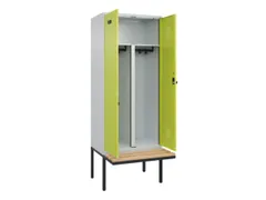 PBM-locker met bank,HxBxD 2120x800x815mm,2vak,vak B 400mm,draaigrendel