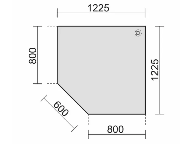 koppelelement voor bureau,90 °,BxD 1225x1225mm,v. 4voeten,blad grafie