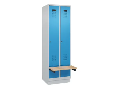 locker met bank,HxBxD 1950x600x815mm,2vak,vak B 300mm,cilinderslot