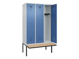 locker met bank,HxBxD 2120x1200x815mm,3vak,vak B 400mm,cilinderslot