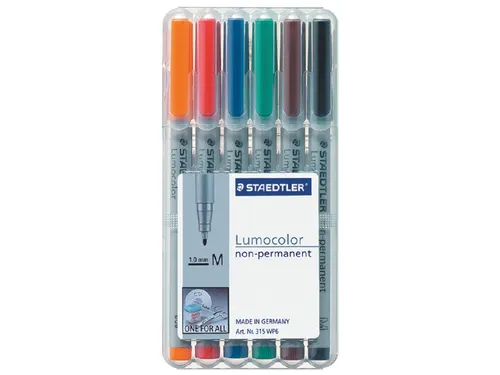Viltstift Staedtler OHP Lumocolor 315 Non Permanent 1.0mm Assorti 6st