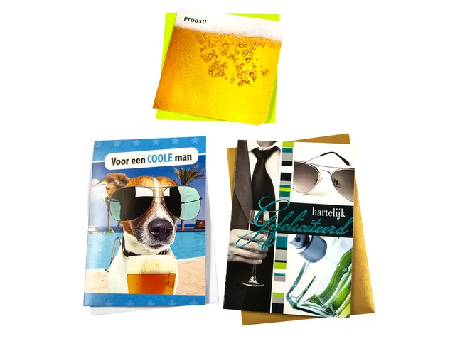 Wenskaart Paperclip verjaardag man navulset à 6 stuks