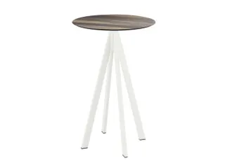 statafel,HxØ 1090x700mm,rond,4voeten wit,blad HPL Tropical Wood - 1