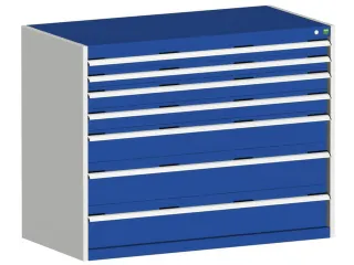 ladekast HxBxD 1000x1300x650mm 7laden romp RAL7035 front RAL5010 - 1