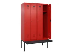 locker met bank,HxBxD 2120x1200x815mm,4vak,vak B 300mm,cilinderslot